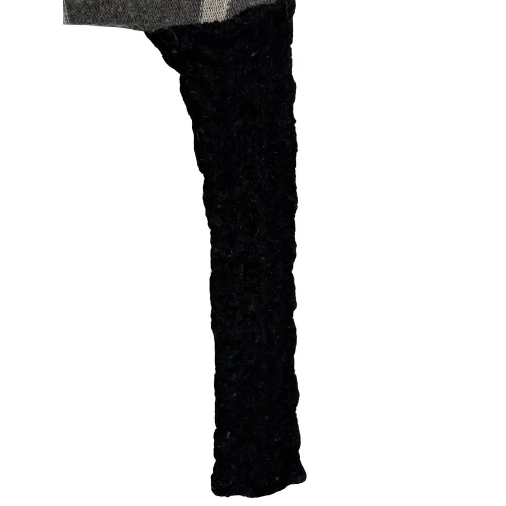 Free People Black Gray Striped Floral Knit Long Cardigan S | Boho Grunge Fairy - Picture 14 of 16